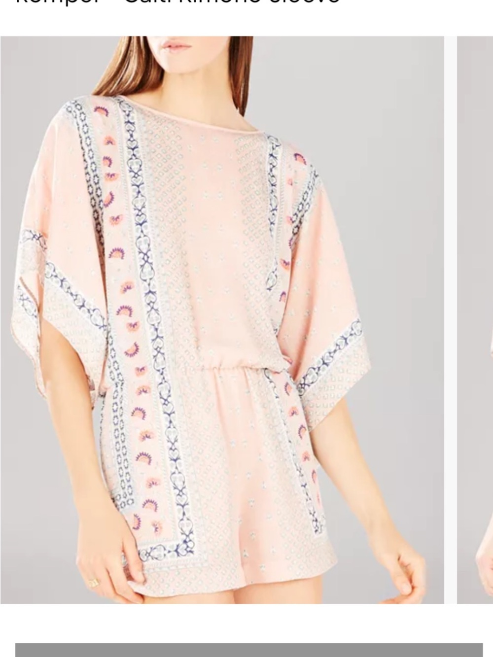 BCBGMaxAzria Caiti Shadow Blush Printed  Paisley Kimono Sleeve Romper sz Med